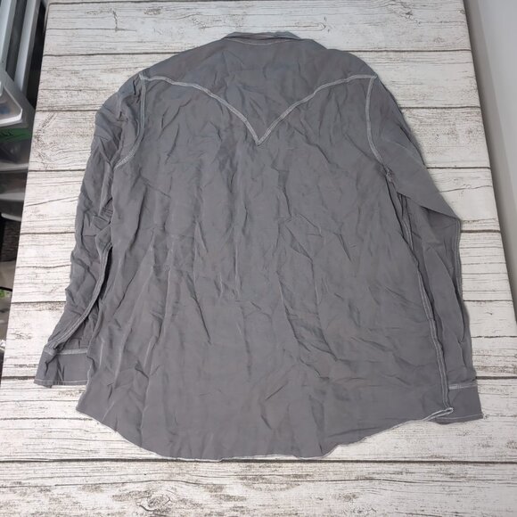 Ryan Michael Silk and Linen Grey Western Star Button Shirt Men Size XL - Picture 7 of 7
